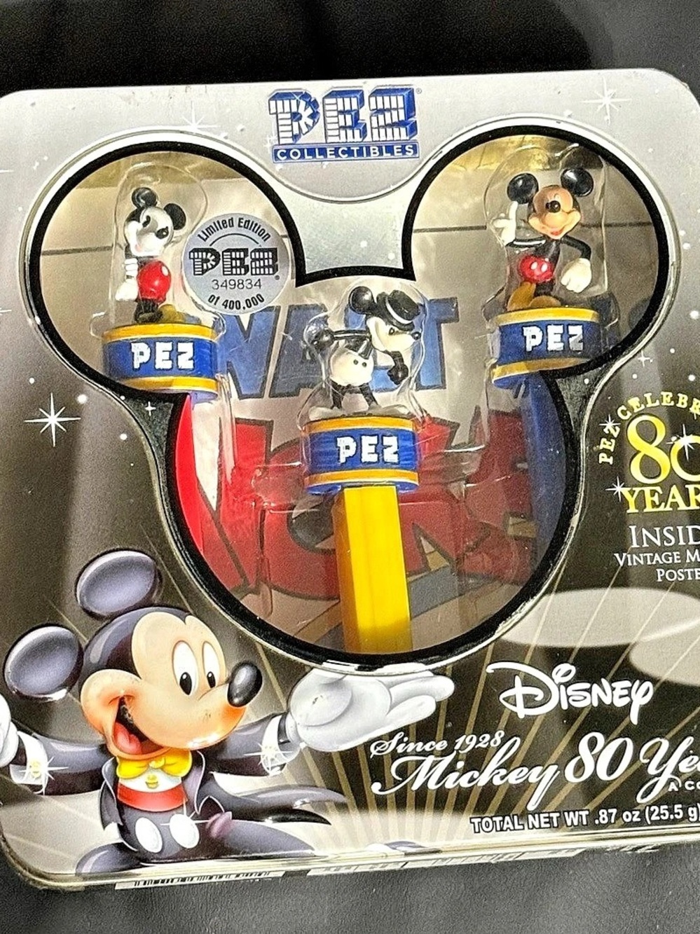 PEZ Disney Mickey 80 Years Collection Collectible Tin 3-Piece Set NWT